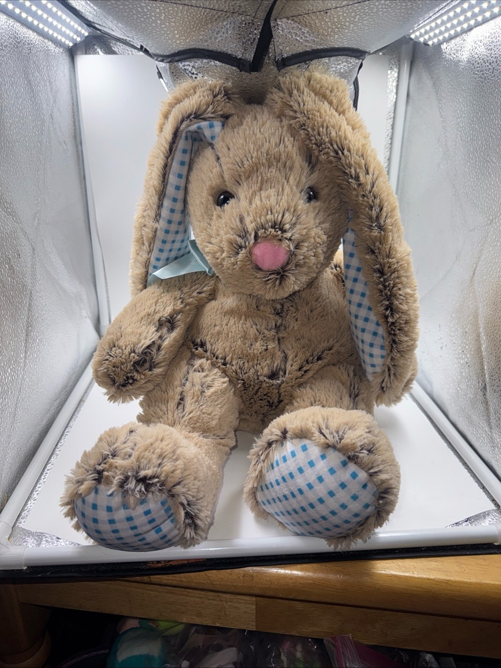 TOMS TOYS INTERNATIONAL 21” H BUNNY LONG EARS BLUE & WHITE EARS AND FEET PADS